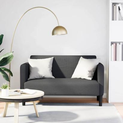 Canapea lovesea gri închis 109 cm țesătură velur GartenMobel Dekor