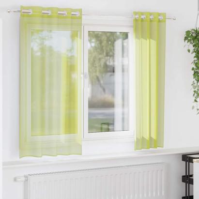 Perdele Voile cu Oelii 2 buc Verde măr 140x175 cm GartenMobel Dekor