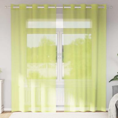 Perdele Voile cu Oelii 2 buc Verde măr 140x225 cm GartenMobel Dekor