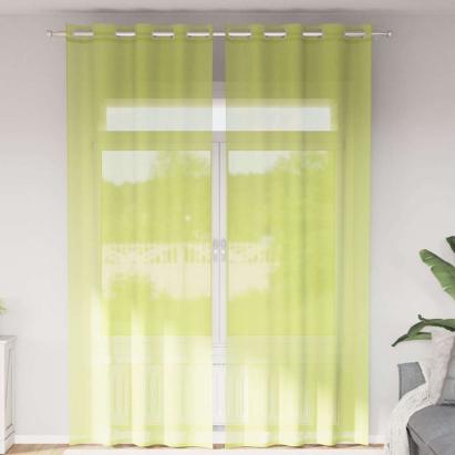 Perdele Voile cu Oelii 2 buc Verde măr 140x260 cm GartenMobel Dekor