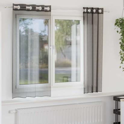 Perdele Voile cu Oeje 2 buc Negru 140x140 cm GartenMobel Dekor