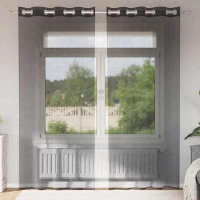 Perdele Voile cu Oeli 2 buc Negru 140x245 cm GartenMobel Dekor