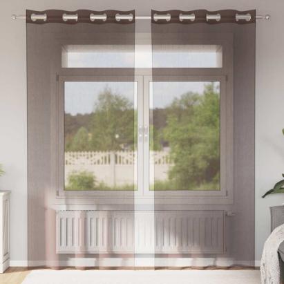 Perdele Voile cu Oelii 2 buc Maro 140x245 cm GartenMobel Dekor