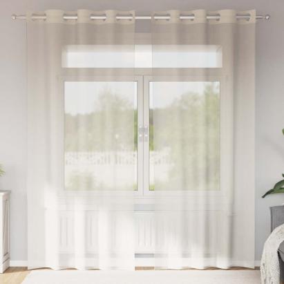 Perdele Voile cu Oelii 2 buc Crem 140x225 cm GartenMobel Dekor