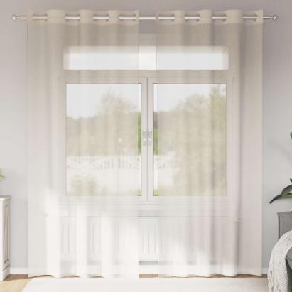 Perdele Voile cu Oeli 2 buc Crem 140x245 cm GartenMobel Dekor