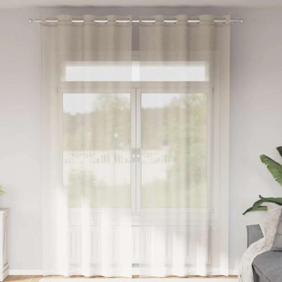 Perdele Voile cu Oelii 2 buc Crem 140x300 cm GartenMobel Dekor