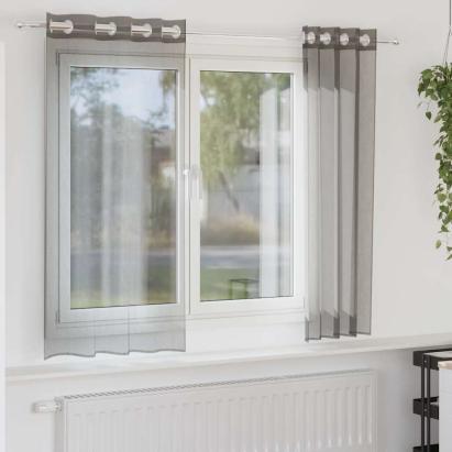 Perdele voal cu oeje 2 buc Gri închis 140x175 cm GartenMobel Dekor