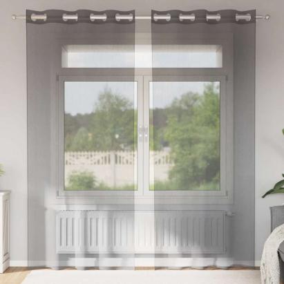 Perdele Voile cu Oelii 2 buc Gri închis 140x225 cm GartenMobel Dekor