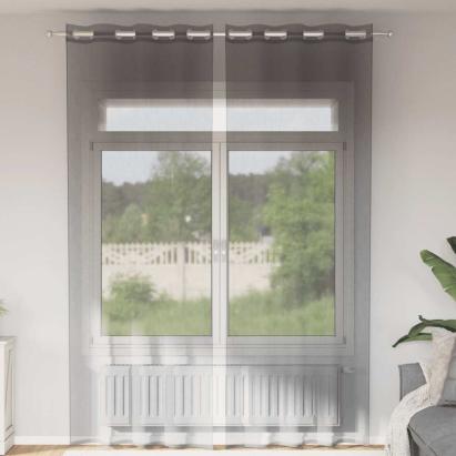 Perdele Voile cu Oelii 2 buc Gri Inchis 140x300 cm GartenMobel Dekor