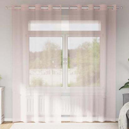 Perdele Voile cu Oelii 2 buc Roz deschis 140x225 cm GartenMobel Dekor