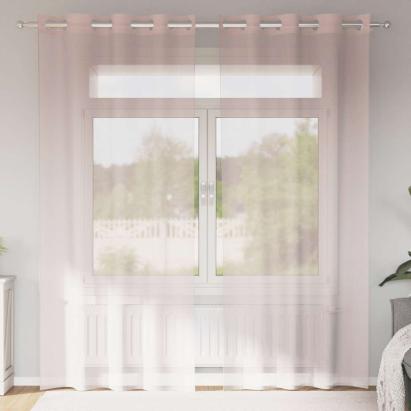 Perdele Voile cu Oelii 2 buc Roz deschis 140x245 cm GartenMobel Dekor