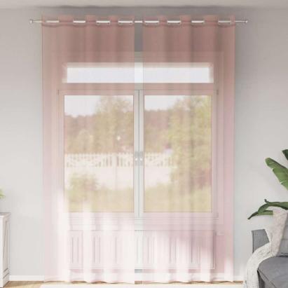 Perdele Voile cu Oelii 2 buc Roz deschis 140x260 cm GartenMobel Dekor