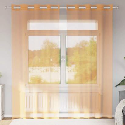 Perdele Voile cu Oelii 2 buc Portocaliu 140x245 cm GartenMobel Dekor