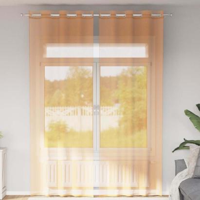 Perdele Voile cu Oeli 2 buc Portocaliu 140x260 cm GartenMobel Dekor