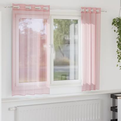 Perdele Voile cu Oelii 2 buc Roz 140x140 cm GartenMobel Dekor