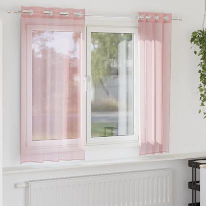 Perdele Voile cu Oelii 2 buc Roz 140x175 cm GartenMobel Dekor