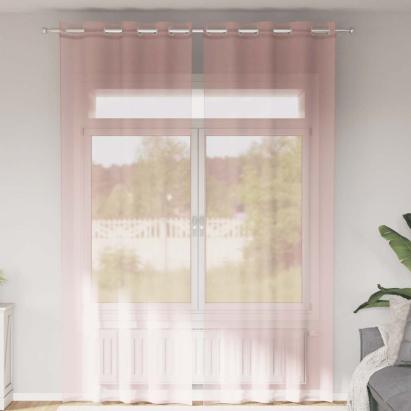 Perdele Voile cu Oelii 2 buc Roz 140x260 cm GartenMobel Dekor
