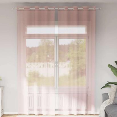 Perdele Voile cu Oelii 2 buc Roz 140x300 cm GartenMobel Dekor