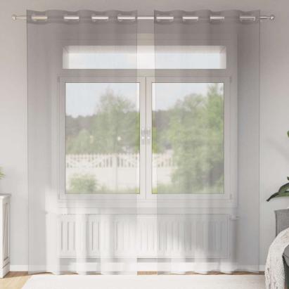 Perdele Voile cu Oelii 2 buc Gri deschis 140x225 cm GartenMobel Dekor