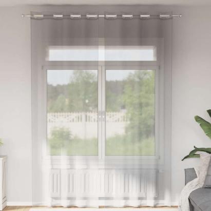 Perdele Voile cu Oelii 2 buc Gri deschis 140x260 cm GartenMobel Dekor