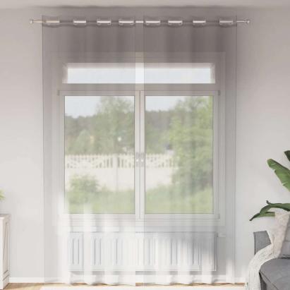 Perdele Voile cu Oelii 2 buc Gri deschis 140x300 cm GartenMobel Dekor