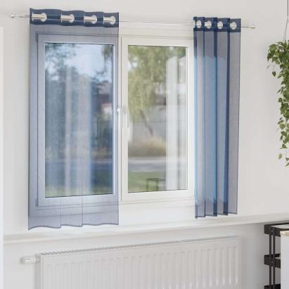 Perdele Voile cu Oelii 2 buc Albastru Regal GartenMobel Dekor