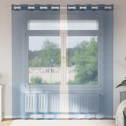 Perdele Voile cu Oelii 2 buc Albastru Regal GartenMobel Dekor