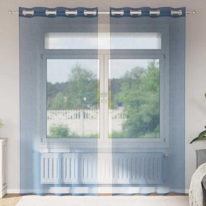 Perdele Voile cu Oelii 2 buc Albastru Regal GartenMobel Dekor