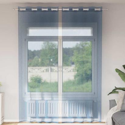 Perdele Voile cu Oelii 2 buc Albastru Regal GartenMobel Dekor