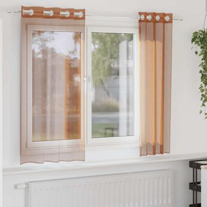 Perdele Voile cu Oelii 2 buc Teracotă GartenMobel Dekor