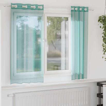 Perdele Voile cu Oeje 2 buc Turcoaz GartenMobel Dekor
