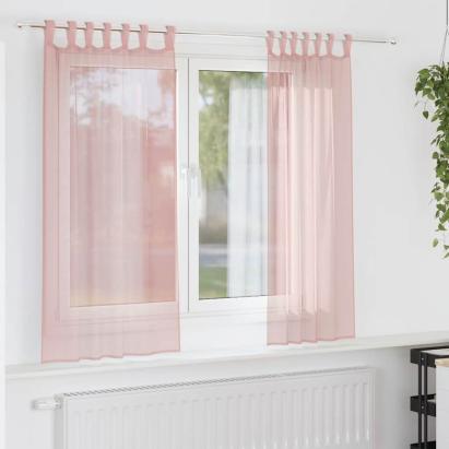 Perdele Voile cu buzunare pentru bare 2 buc Roz GartenMobel Dekor