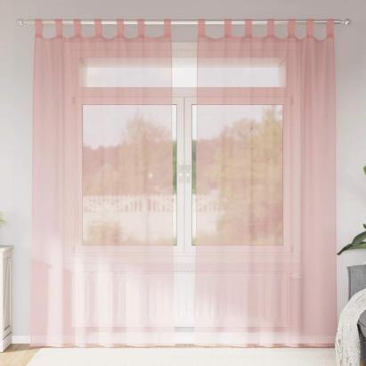 Perdele Voile cu buzunare pentru bare 2 buc Roz GartenMobel Dekor
