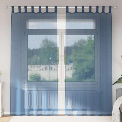 Perdele Voile cu buzunare pentru bare 2 buc Albastru regal GartenMobel Dekor
