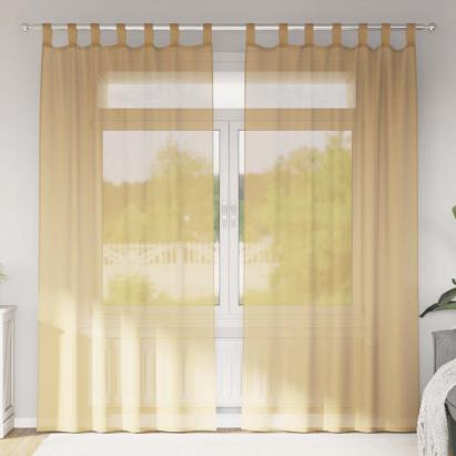 Perdele Voile cu buzunare pentru bare 2 buc Nisip GartenMobel Dekor