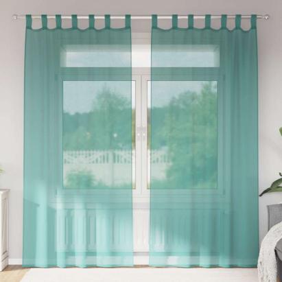 Perdele Voile cu buzunare pentru bare 2 buc Turcoaz GartenMobel Dekor