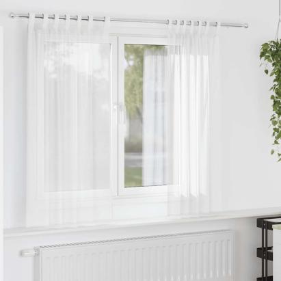 Perdele Voile cu buzunare pentru bare 2 buc Alb GartenMobel Dekor