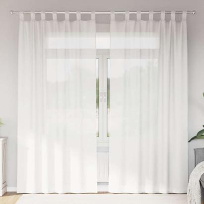Perdele Voile cu buzunare pentru bare 2 buc Alb GartenMobel Dekor