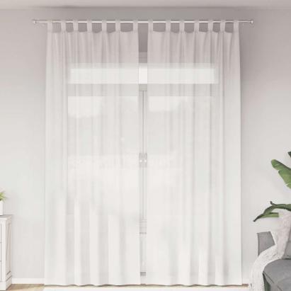Perdele Voile cu buzunare pentru bare 2 buc Alb GartenMobel Dekor