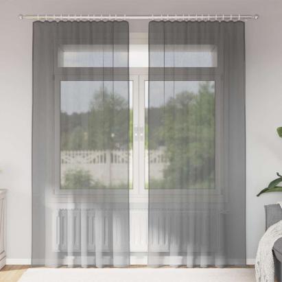 Perdele voal cu bucle 2 buc Gri închis 140x225 cm GartenMobel Dekor
