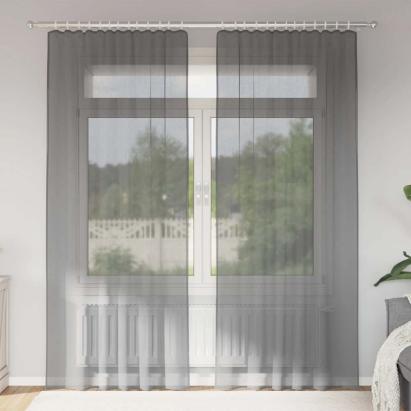 Perdele voal cu bucle 2 buc Gri închis 140x245 cm GartenMobel Dekor