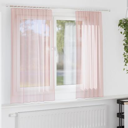 Perdele voal cu bucle 2 buc Roz deschis 140x140 cm GartenMobel Dekor