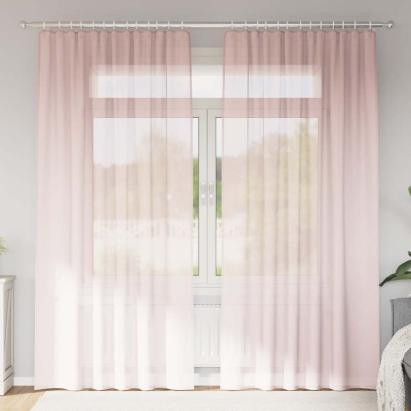 Perdele voal cu bucle 2 buc Roz deschis 140x245 cm GartenMobel Dekor