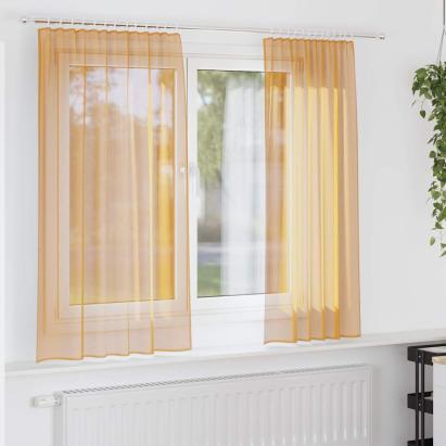 Perdele Voile cu Bucle 2 buc Portocaliu 140x140 cm GartenMobel Dekor