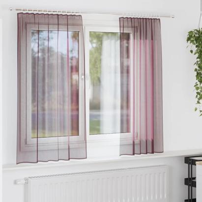 Perdele Voile cu Bucle 2 buc Violet 140x140 cm GartenMobel Dekor