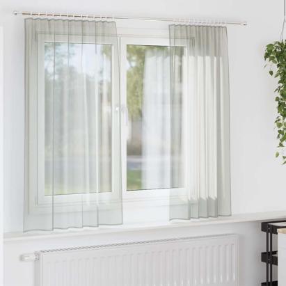 Perdele Voile cu Bucle 2 buc Gri deschis 140x175 cm GartenMobel Dekor