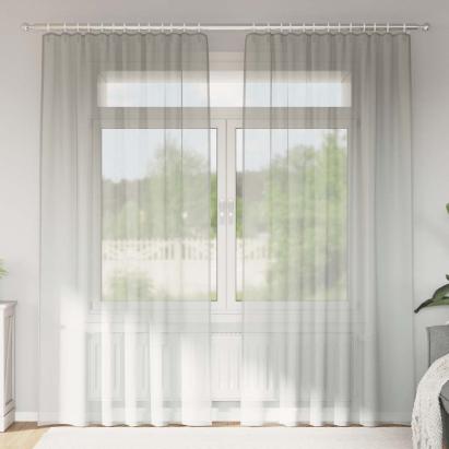 Perdele Voile cu Bucle 2 buc Gri deschis 140x245 cm GartenMobel Dekor