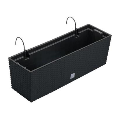 Jardiniera decorativa, suport metalic, imitatie ratan, antracit, 58x18x19.5 cm, Rato Case W GartenVIP DiyLine