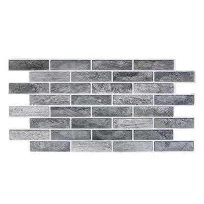 Panou decorativ, PVC, model caramida 3D, nuante gri inchis, 96x48.5 cm GartenVIP DiyLine