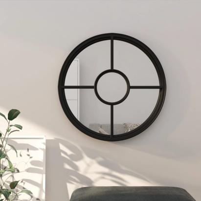 Oglindă rotundă,negru,60x4 cm,fier,pentru utilizare în interior GartenMobel Dekor